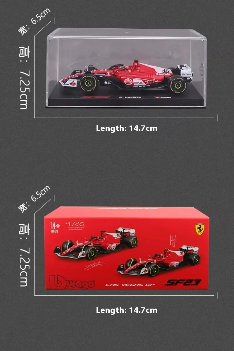 Пылезащитный чехол Bburago 1/43 Ferrari Sf-23 Las Vegas Livery 16 # Модель автомобиля Leclerc Formula 1