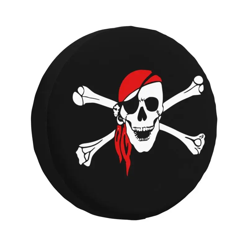 

Jolly Roger Skull Cross Bones Pirate Flag Tire Cover 4WD 4x4 Trailer Spare Wheel Protector for Jeep Toyota Mitsubishi