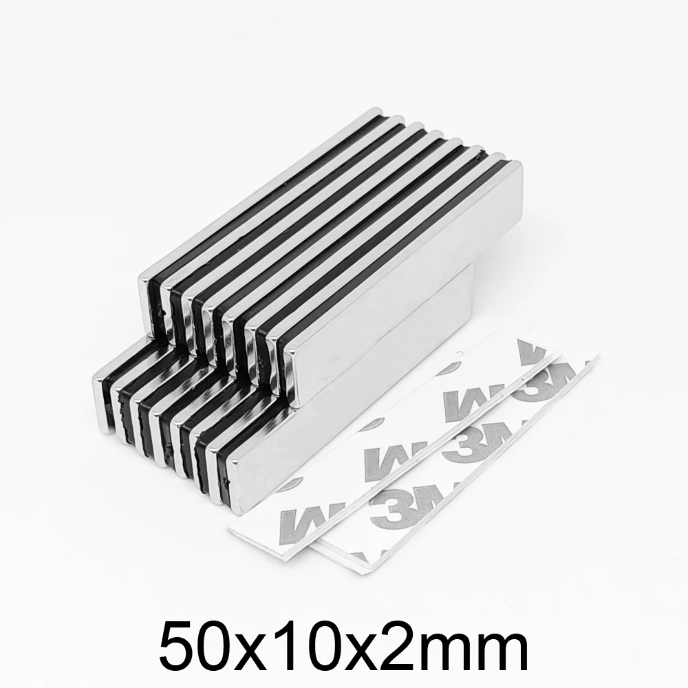 

2/5/10/20/50 шт. 50x10x2 мм Тонкий Блок Сильный редкоземельный магнит с лентой 3 м 50*10*2 прямоугольный Неодимовый Магнит Лист 50x10x2