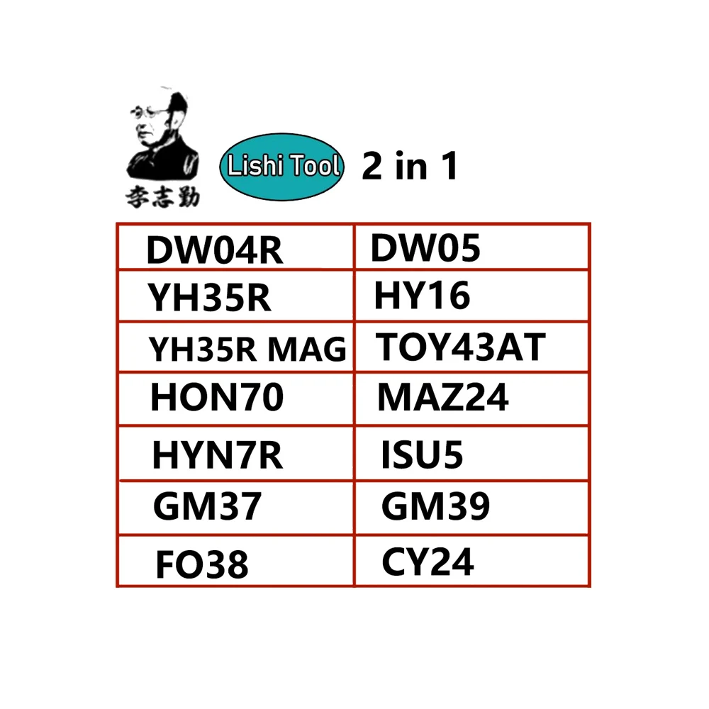Фото Lishi 2 в 1 DW04R DW05 FO38 GM37 GM39 CY24 HON70 HY16 HYN7R ISU5 YH35R TOY43AT MAZ24 инструмент lishi №2