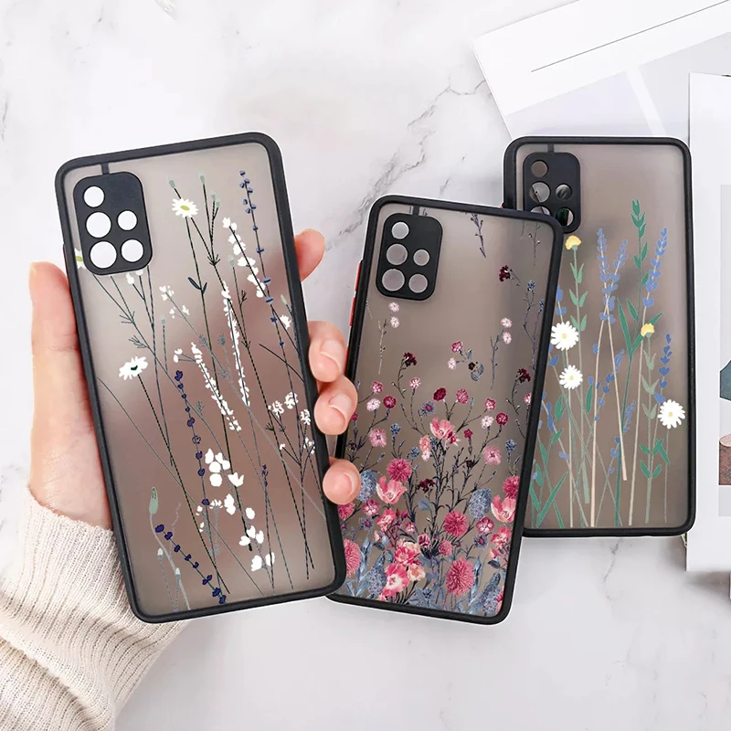 

Flower Phone Case For Samsung Galaxy A13 A23 A33 A53 A73 5G A12 A32 A52 A72 A71 A51 A50 A30S A70 M12 Shockproof Matte Back Cover