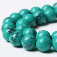 2021 natural green turquoise loose beads round stone for jewelry making diy charm bracelet 46810 mm