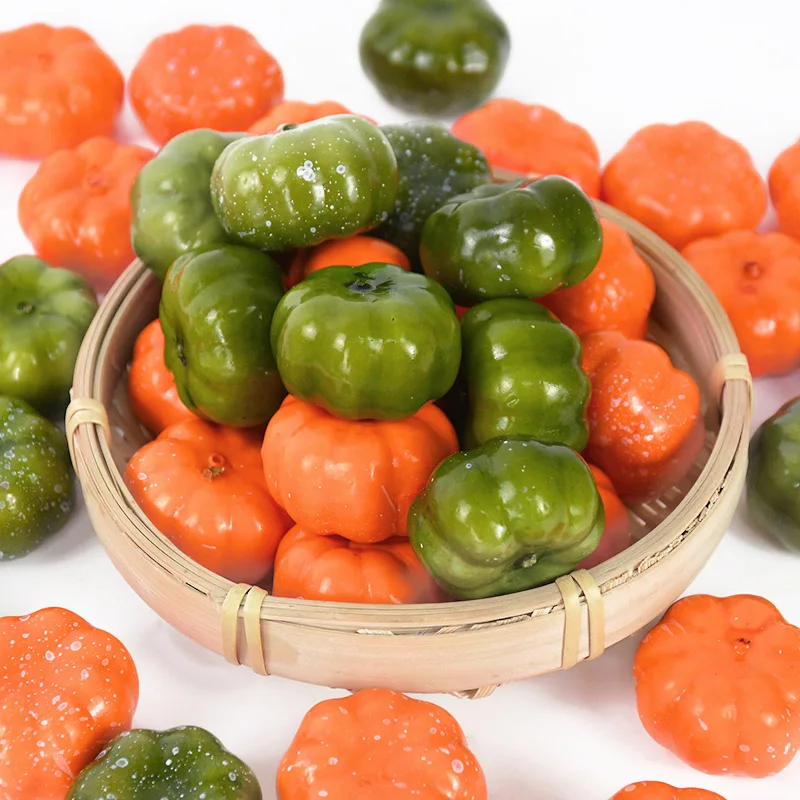 

25pcs Simulation Mini Pumpkin Halloween Fake Vegetable Green Artificial Small Pumpkin Ornament Party DIY Crafts Decoration Props