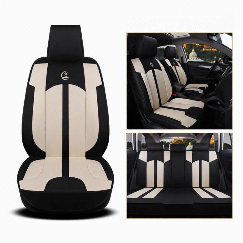 

5 Seat Linen Flax Car Seat Cover Protector Front Rear Seat Backrest Cushion Pad Mat Auto Front Interior Styling Truck SUV or Van