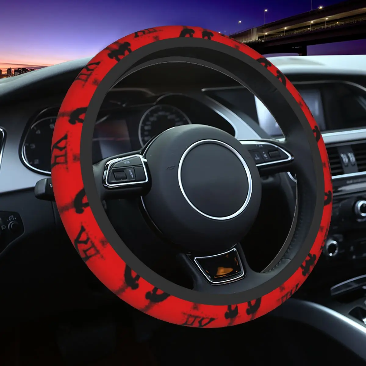 

Deadpool Bullet Silhouette Car Steering Wheel Cover 37-38 Anti-slip Superhero Comics Elastische Steering-Wheel Accessories