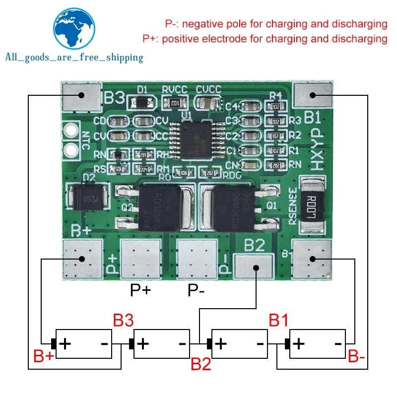 TZT BMS Φ 3 2 V 8A LiFePO4 Защитная плата для зарядки аккумулятора 12 8 14 4 18650 32650