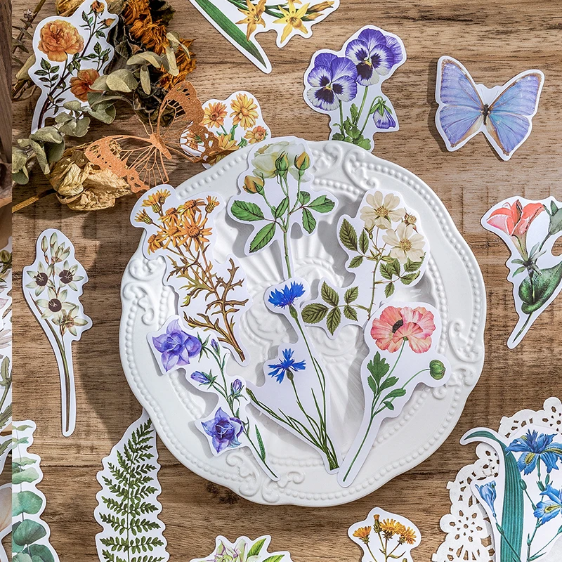 

20sheets/pack Plant material package forest flower light retro butterfl lace handbook backing decorative stickers 126*115mm