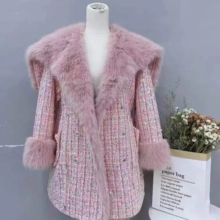 Faux Fur Coat 2022 Winter New Fur Integrated Mid-Length Imitation Fox Fur Jacket Slimming Long-sleeve Faux Fur All-match