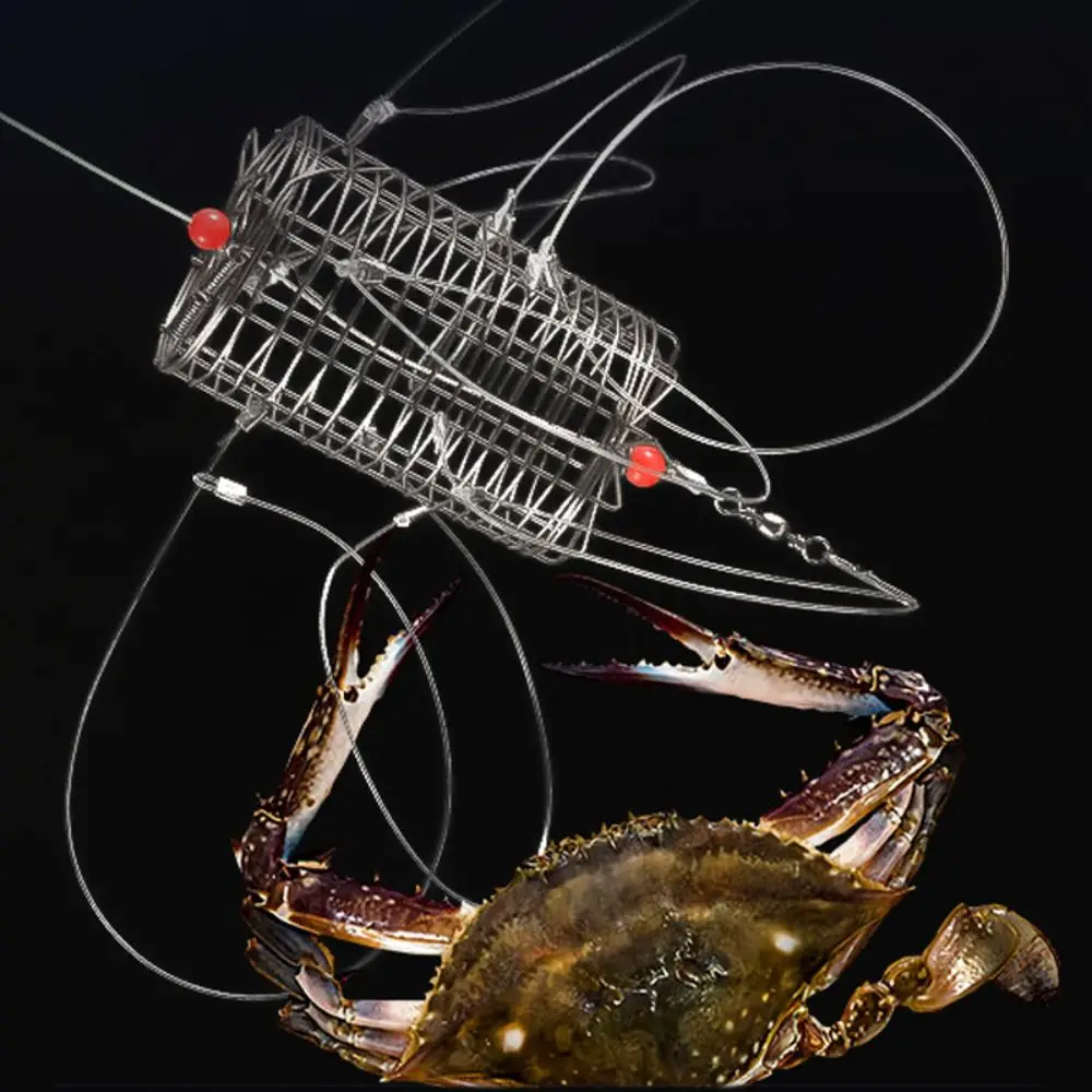 

8 Rings Catching Tool Professional Durable Stainless Steel Crab Trap Nylon Thread Lure Trap Crab Lobster Shrimp Crayfish