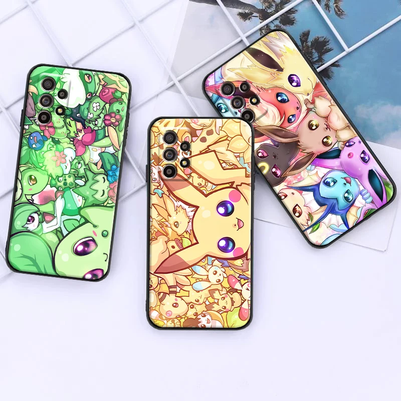 

Anime Pokemon Pikachu For Samsung S8 S9 Plus S10 S10E S20 S21 FE Lite Ultra Plus Phone Case Funda Soft Coque Black