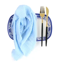 51x51cm sky blue dinner table cloth napkins cotton gauze fabric tea towels durable for wedding easter ramadan decoration