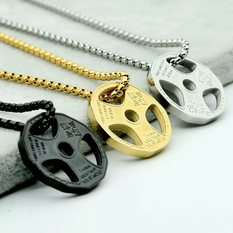 

Punk Hip Hop Dumbbell Gothic Stainless Steel Necklace Men Fashion Popcorn Chain Pendant Necklaces Jewelry Valentine Gift