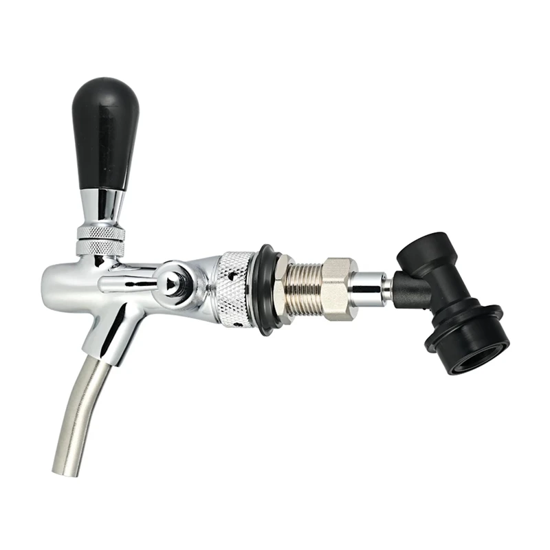 

Beer Tap Adjustable Flows Chrome Draft Beer Tap G5/8 Shank Long Stem Home Brew Beer Keg Taps with Ball Lock Disconnect