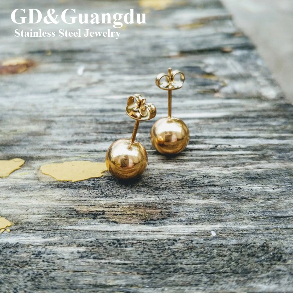 

GD диаметр 8 мм маленькие серьги-гвоздики для женщин трендовые простые серьги-гвоздики из нержавеющей стали модные ювелирные изделия