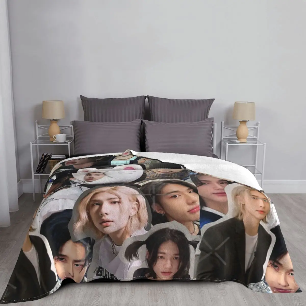 Hyunjin коллаж одеяло покрывало на кровать мягкие покрывала