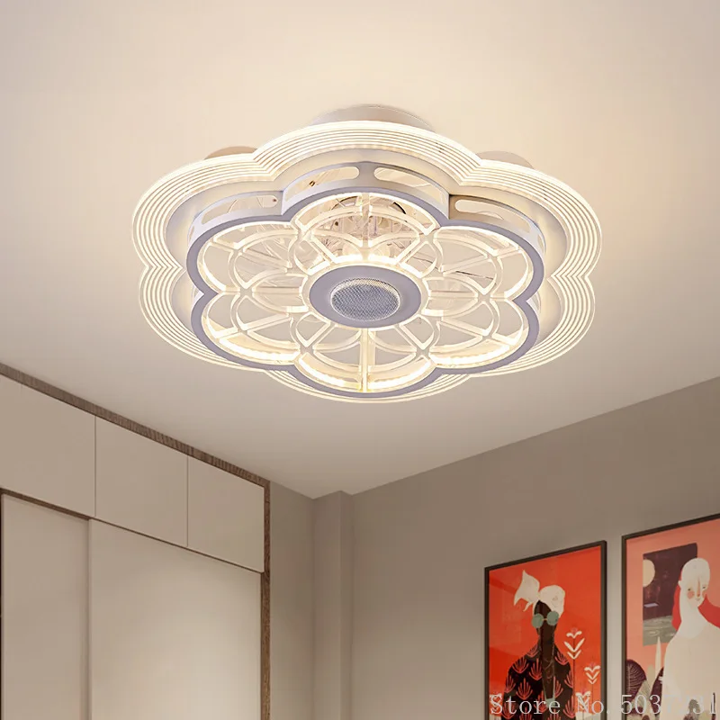 

Ceiling Fan Lamp Bedroom Dining Room Household Invisible Lamp Bedroom Decor Celing Fan with Light Acrylic Leaf Led Ceiling Fan