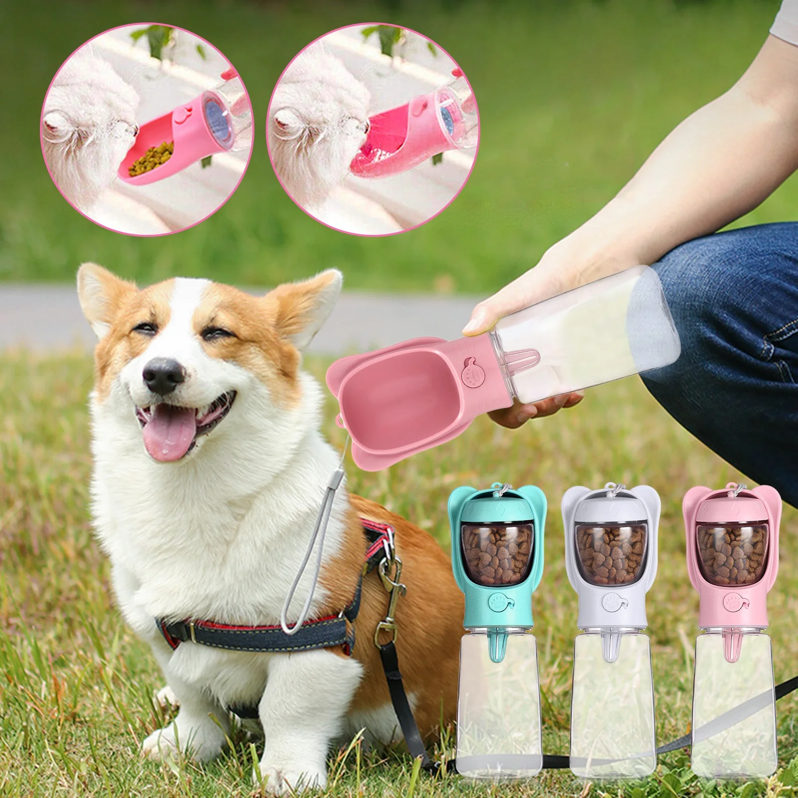 

Pet Dog Water Bottle Portable with bowl Multifunction Dog bowl Durable Outdoors Travel Cat Drinking Feeder Dog accessories