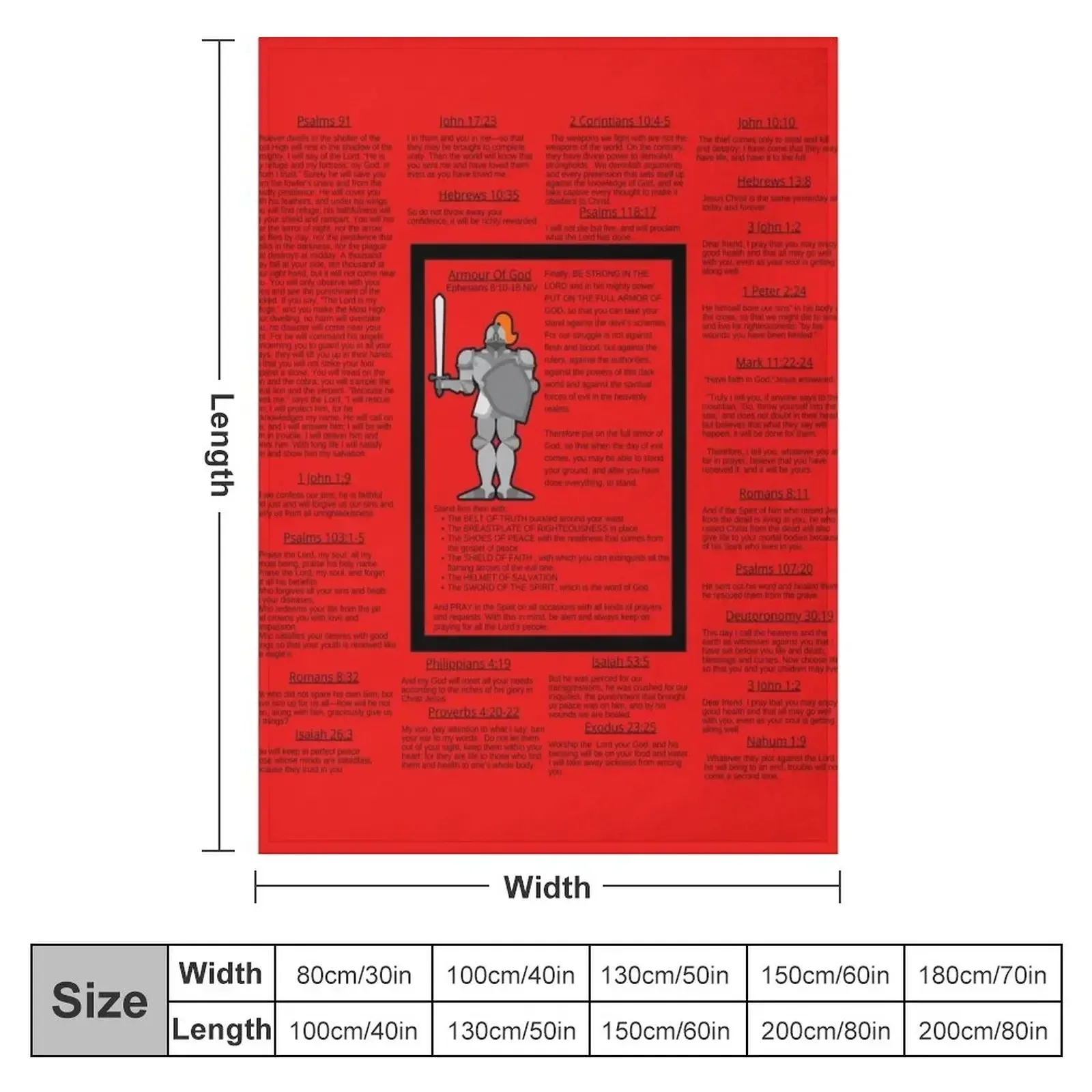 Молитвенное одеяло Armor Of God (NIV) Красное с начинками Идеи подарков на День святого