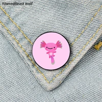 coral axolotl pattern printed pin custom funny brooches shirt lapel bag cute badge cartoon enamel pins for lover girl friends