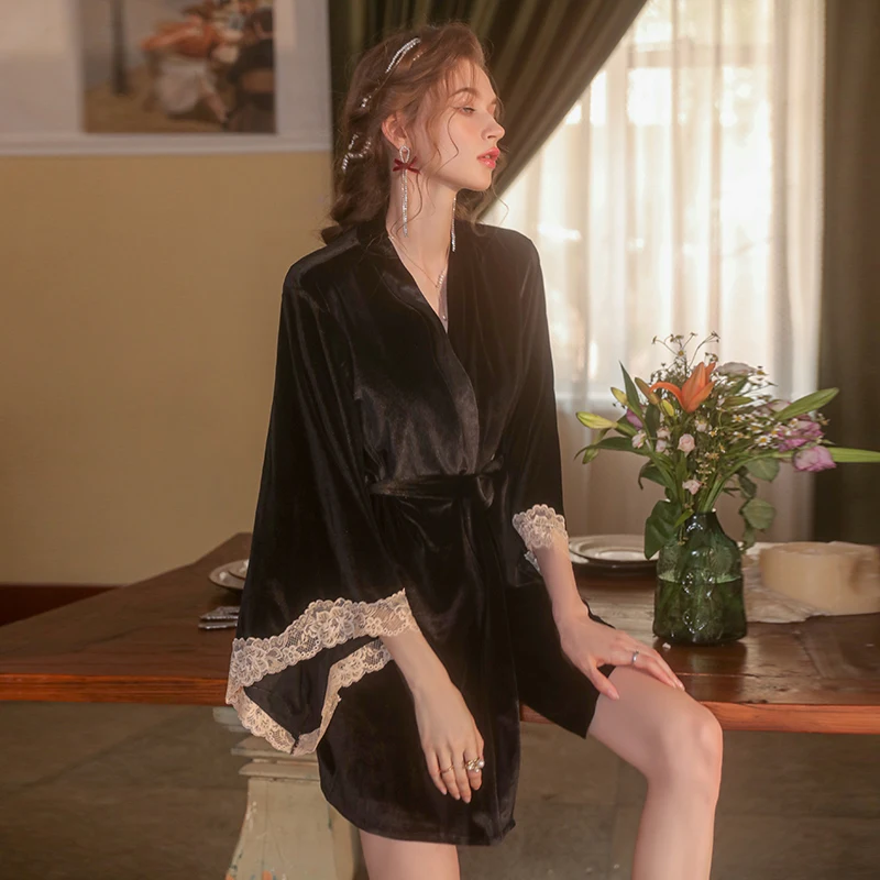 Underwear Sexy Pajamas Women's velvet Suspender Nightdress Ladies autumn winter velvet Halter Home Service Can Be Worn Outside