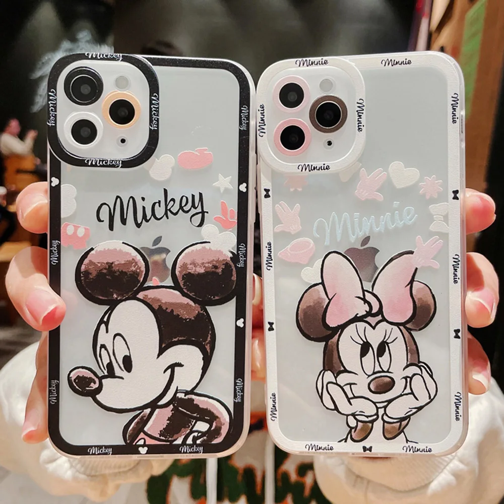 

Cartoon Art Painting Mickey Mouse Phone Case For iPhone 14 13 12 11 Pro Max Mini X XS XR 7 8 6 Plus Transparent Soft Clear Cover