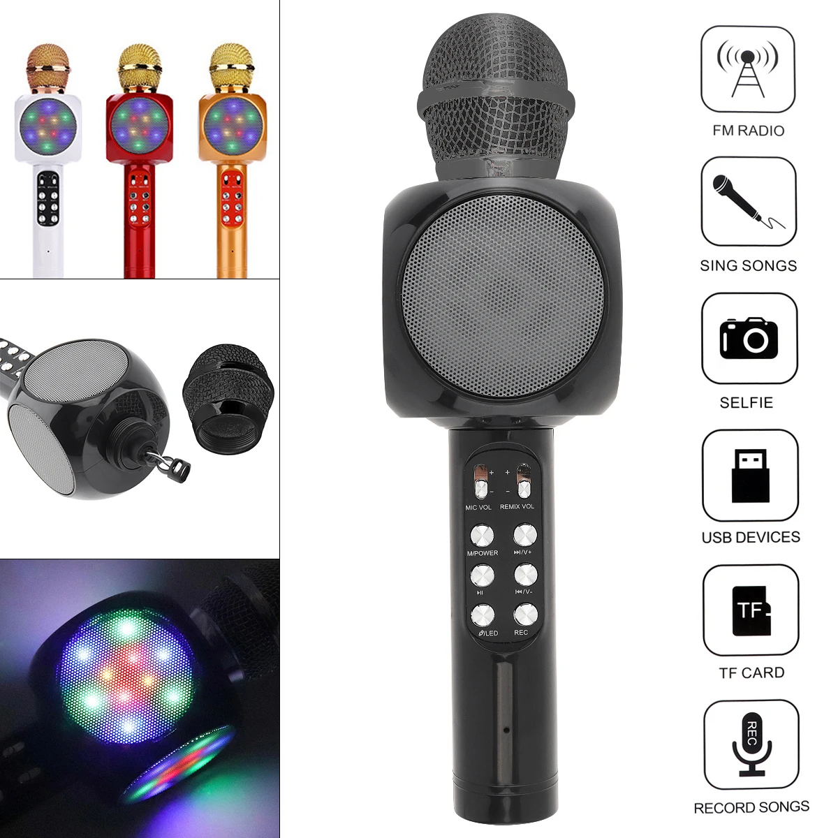 

Mobile Phone Wireless Karaoke Microphone Multicolored Bluetooth Microphone for Musical Instrument / Computer / Conference