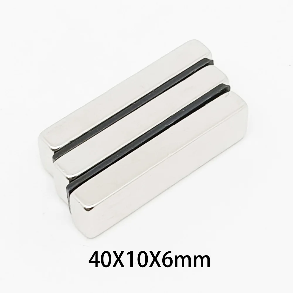 1/2/5/10/15/20PCS 40x10x6mm Thick Rectangular Neodymium Magnet 40*10*6 Strong Powerful 40x10x6 Block Search Magnets