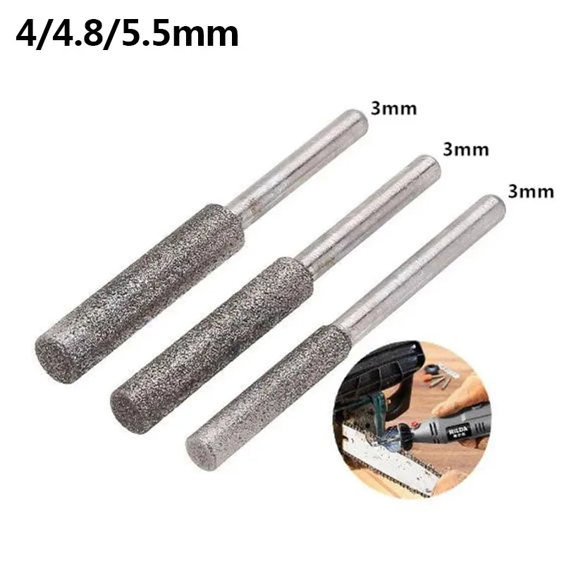 

3mm Shank 4/4.8/5.5mm Diamond Grinding Head Polishing Tool for Chain Saw Sharpening