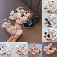 new girls bowknot sandals pu leather princess summer shoes for kids toddler anti slip soft bottom children beach sandals