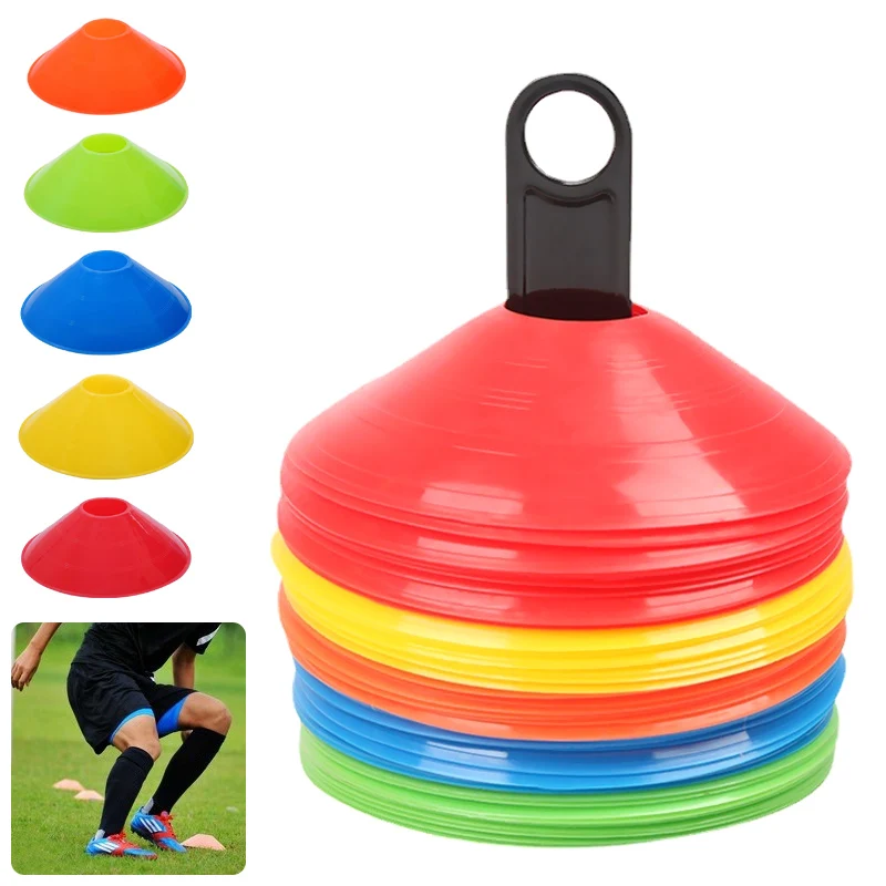 Juego de cono de disco de entrenamiento de agilidad deportiva, conos espaciales con soporte de plástico, bolsa de almacenamiento para balón de fútbol, disco de juego, 10 piezas