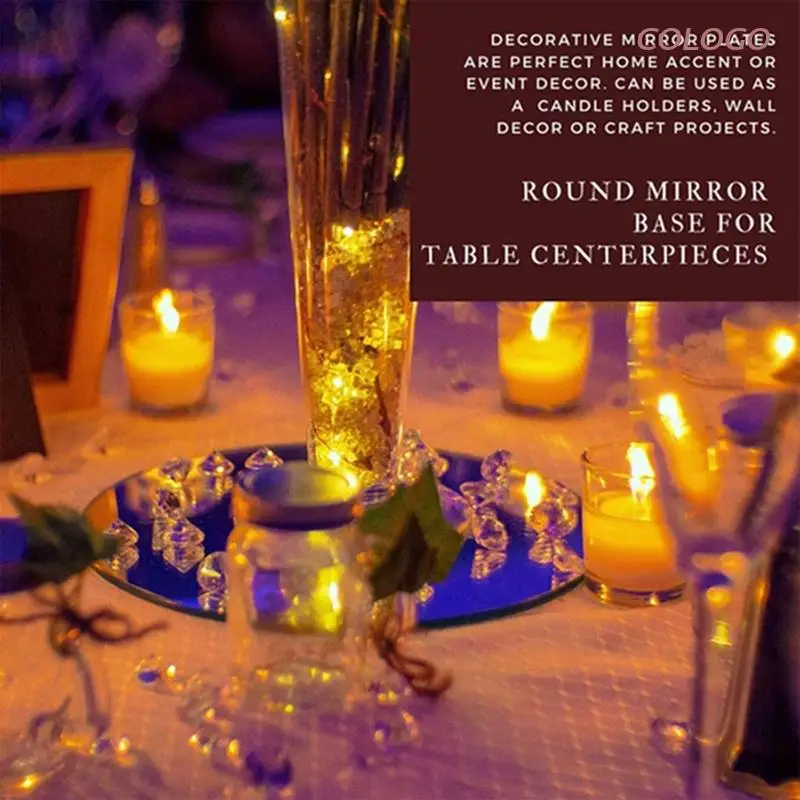 8-дюймовая искусственная подставка круглая свеча зеркальная пластина