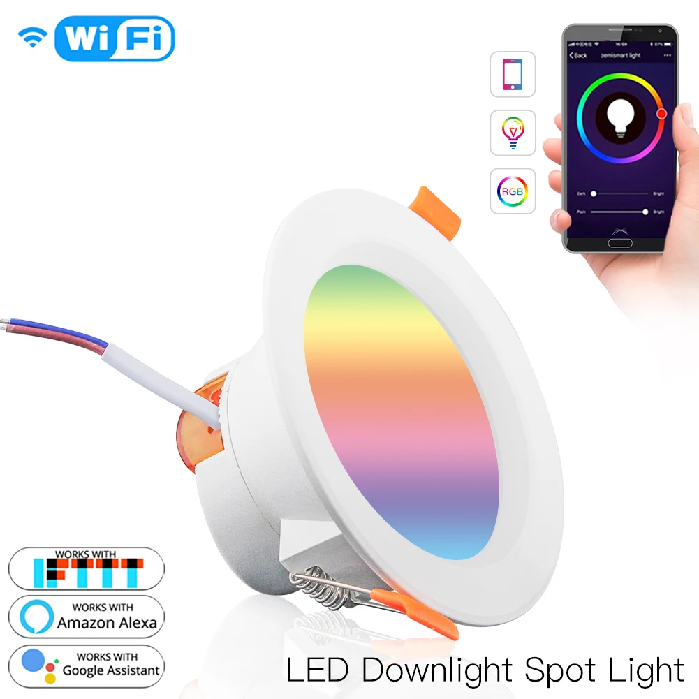 

Умный светодиодный светильник с Wi-Fi, 7 Вт, RGB + C + W