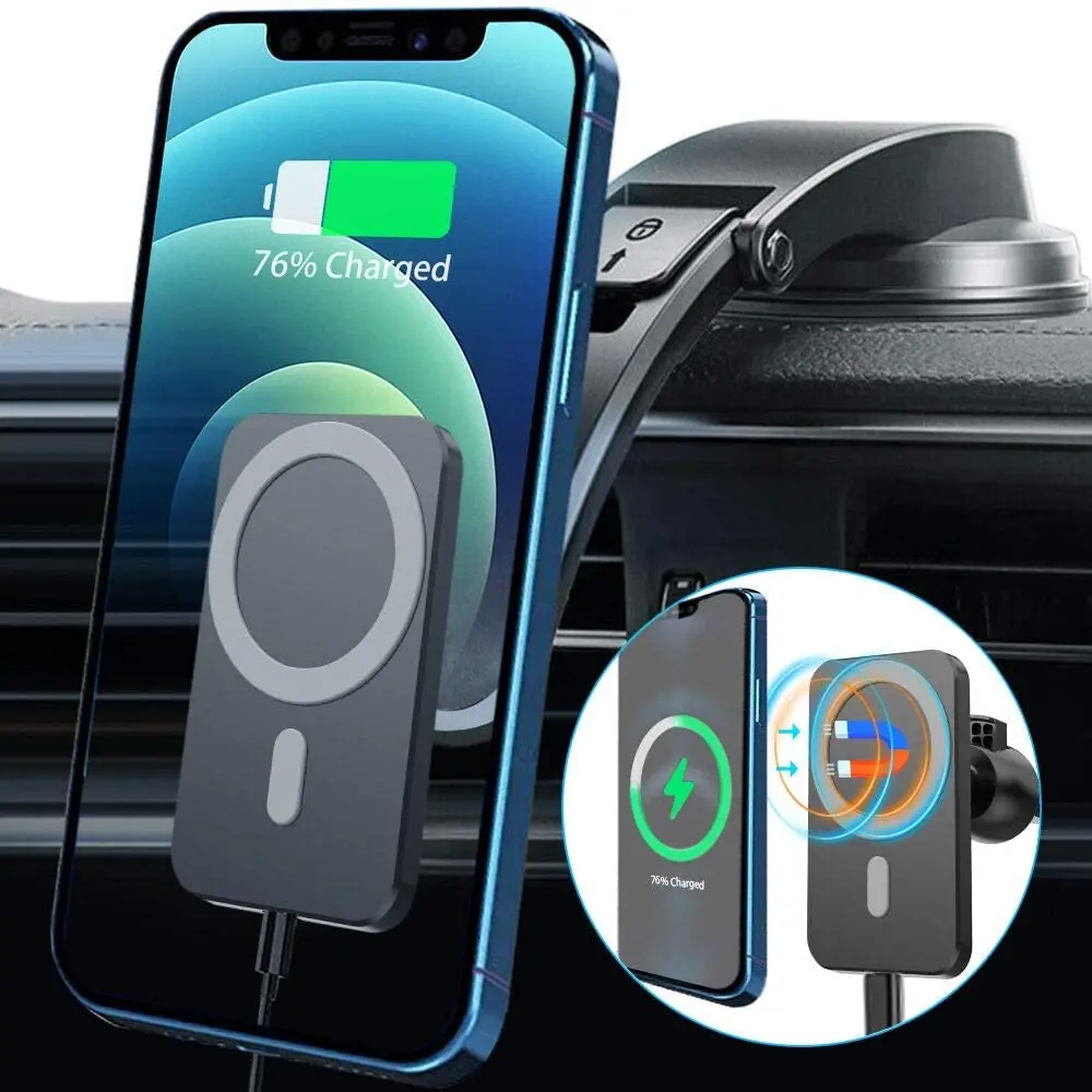 

15W Magnetic Wireless Car Charger for iPhone 13/12/12 Pro/Pro Max/Mini/Mag-Safe Case, Qi Fast Charging Mag-Safe Car Charger