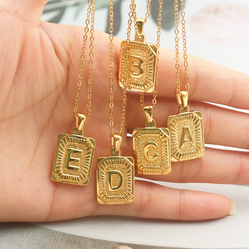 

Stainless Steel Initial Necklace A B C D E F G H I J K L M N O P Q R S T U V W X Y Z Letter Necklaces Punk Jewelry For Women Men
