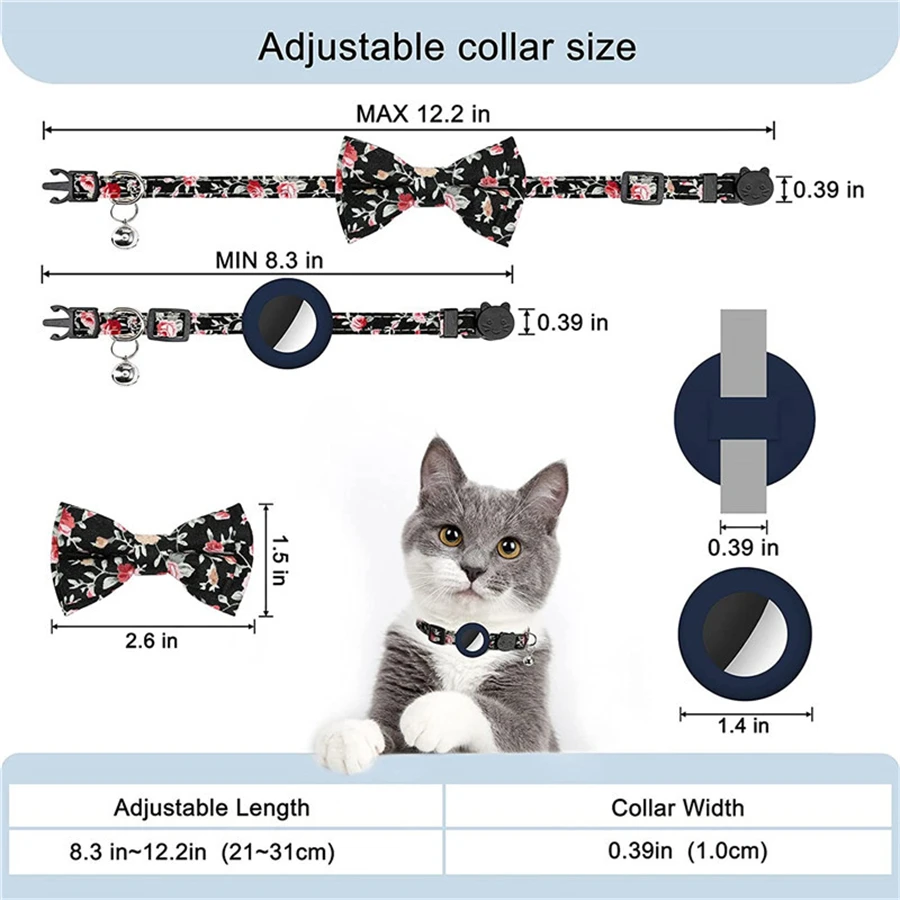 

Floral Print Collar for Apple Airtag Cover Dog Collar Cat Pet Protective Case Compatible with Apple Airtag Pet Dog Cat Accessory