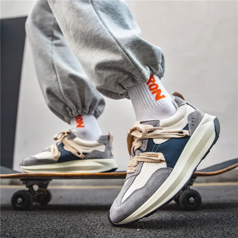 New Mens Sports Sneakers Shoes Lightweight Breathable Running Walking Male Footwear Platform Lace-up Scarpe Uomo