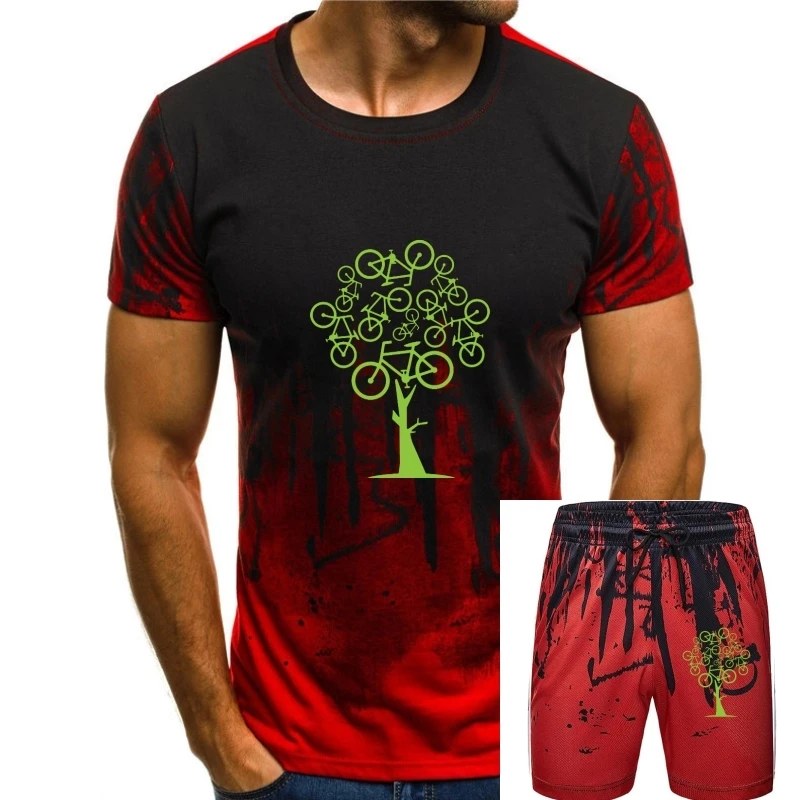 

Artistic Picture Green Bicycle Tree T Shirt For Men Slim Fit Swag Plus Size Tee Camiseta Christmas Gift Tshirt Cotton Fabric