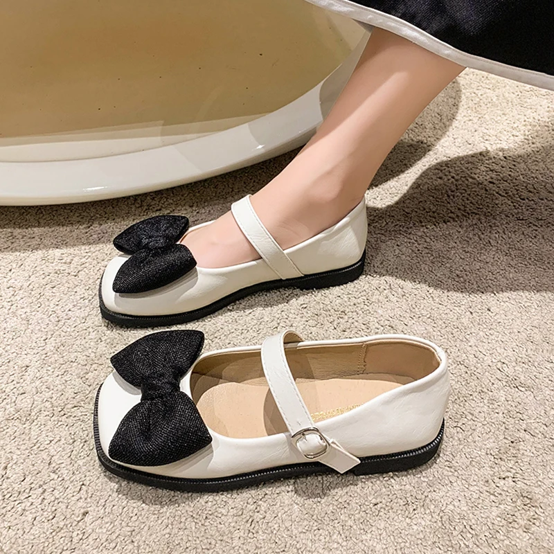 

Retro Woman Shoes Female Footwear British Style Shallow Mouth Round Toe Oxfords Bow-Knot Casual Sneaker Summer Dress Preppy New