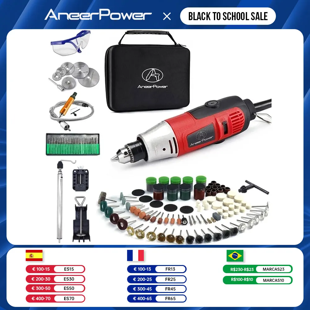 260W Mini Electric Drill Engraver Polishing Machine Rotary Power Tool Dremel Grinding Engraving Pen With Accessories 6.5mm Chuck