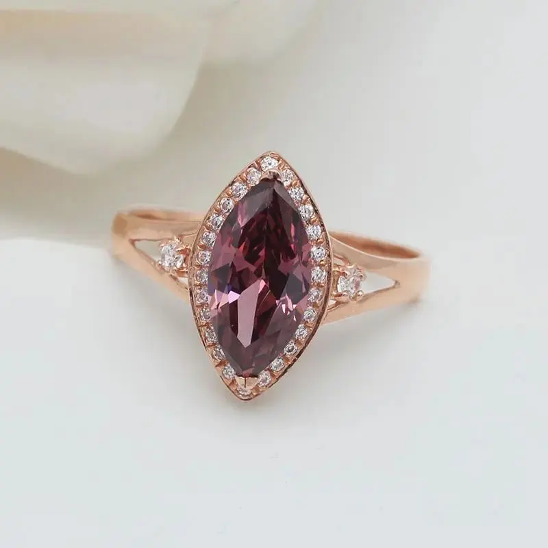 

Kama SANA Россия 585 фиолетовое золото женское кольцо с покрытием 14 к розовое золото хаки каменное кольцо свадебный подарок