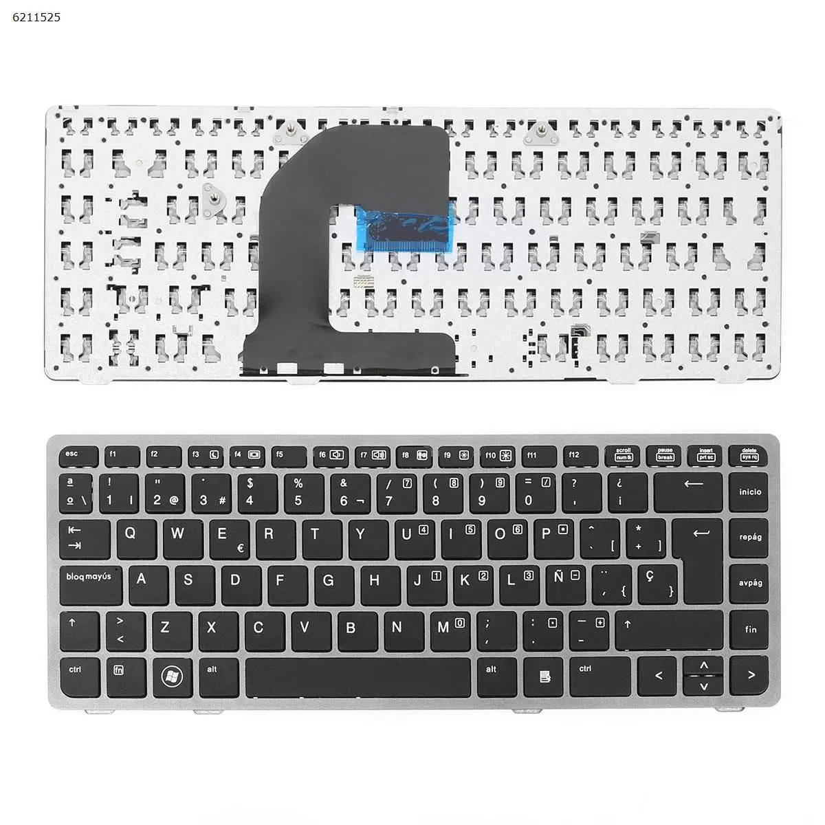 

Клавиатура SP для ноутбука HP 6460b 6465b 6470b 6475b, серебристая оправа, черная, без петли, есть Большой зазор в промежуточной рамке
