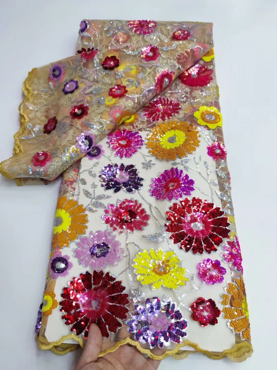 Новейшая яркая африканская кружевная ткань с блестками французские сетчатые