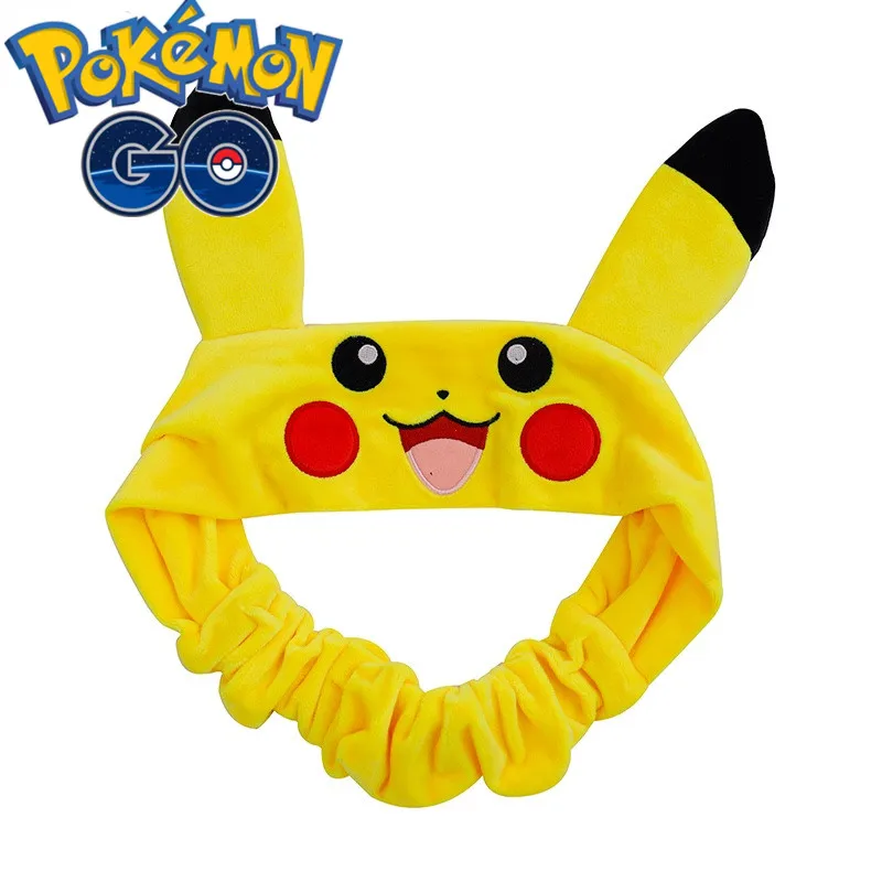 

Pokemon Cute Pikachu Plush Hair Band Japanese Cartoon Facial Wash Mask Headband Anime Peripheral Elastic Hair Accessories