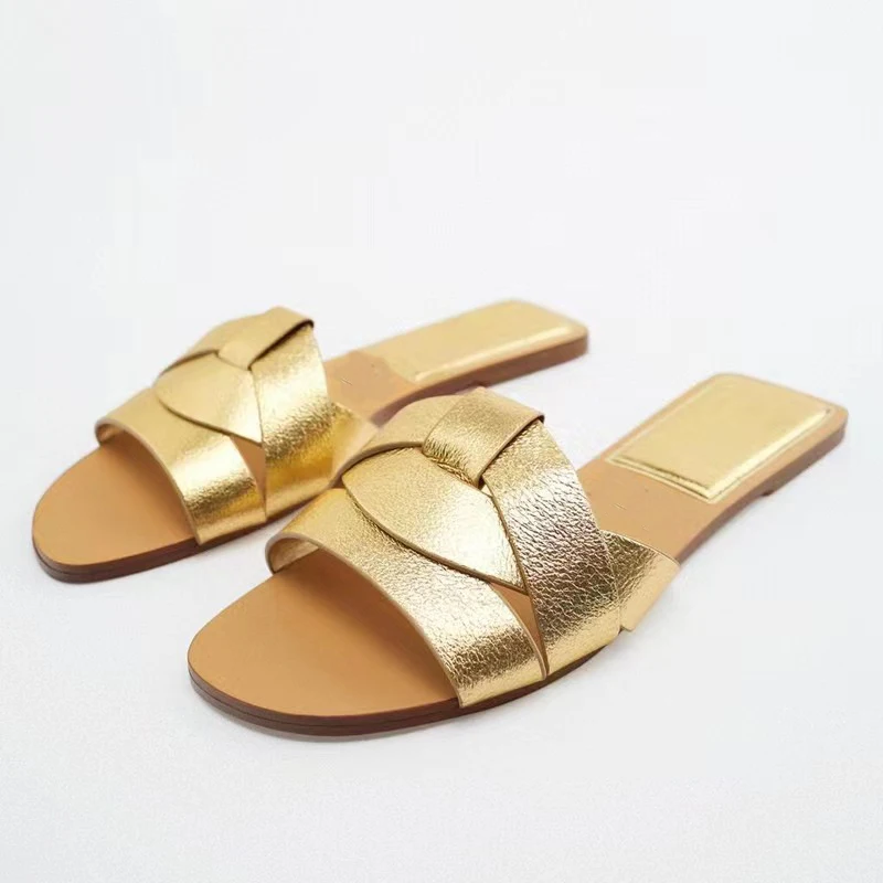 

Summer Sandals Women's Flats Open Toe Going Out Slippers Casual Luxury Brand Women's Shoes Low Heel Beige Flat Slippers Zapatos