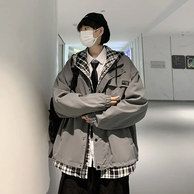 Мужская демисезонная ветровка с имитацией двух предметов куртка оверсайз на