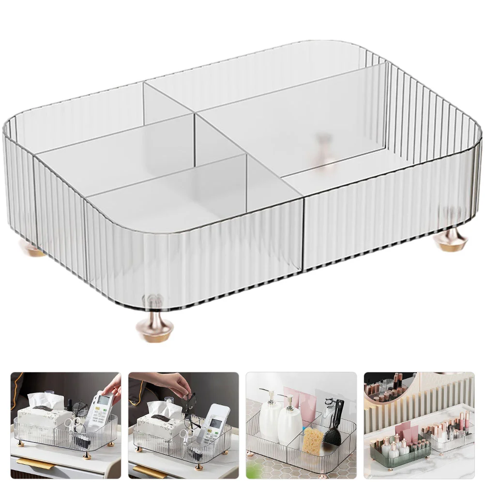 

Organizer Tray Storage Makeup Desktop Vanity Bathroom Bin Compartment Box Clear Holder Tabletop Desk Stackable Shelves Basket