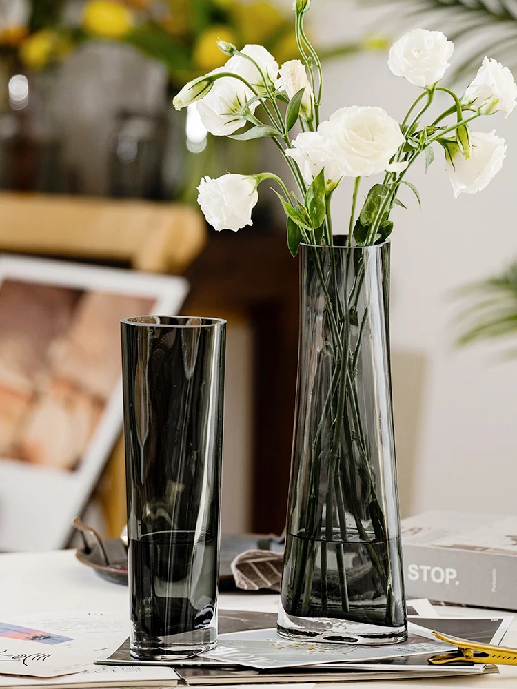 

Nordic Simple Glass Vase Creative Modern Aquatic Flowers Roses Lilies Flowerpot Hydroponic Systems Aesthetic Room Home Decor