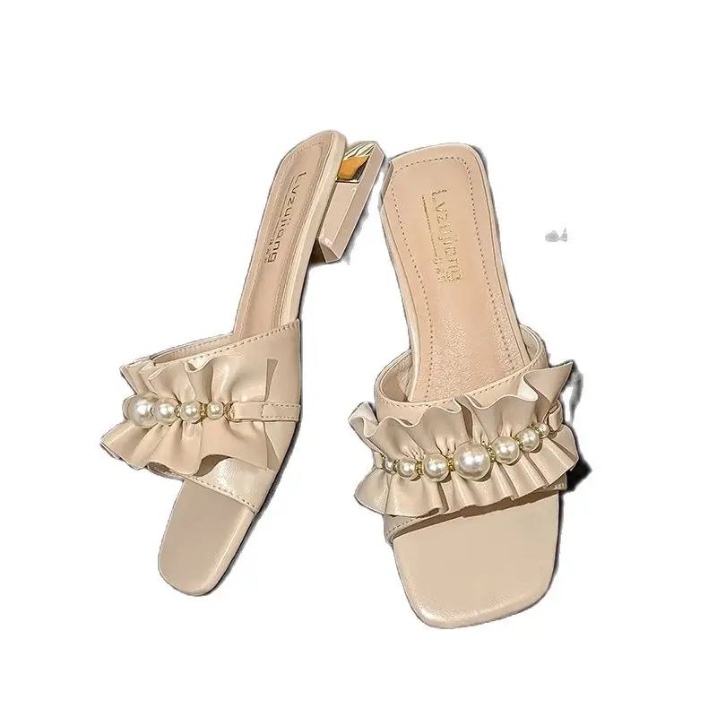 

Новинка весна/лето, Женская внешняя одежда, женская обувь с искусственным жемчугом, модные дизайнерские сандалии для девочек, обувь большог...