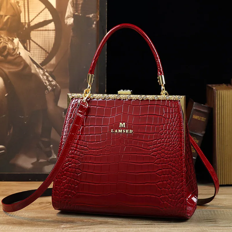 Роскошная модная женская сумочка со стразами сумка через плечо с крокодиловым