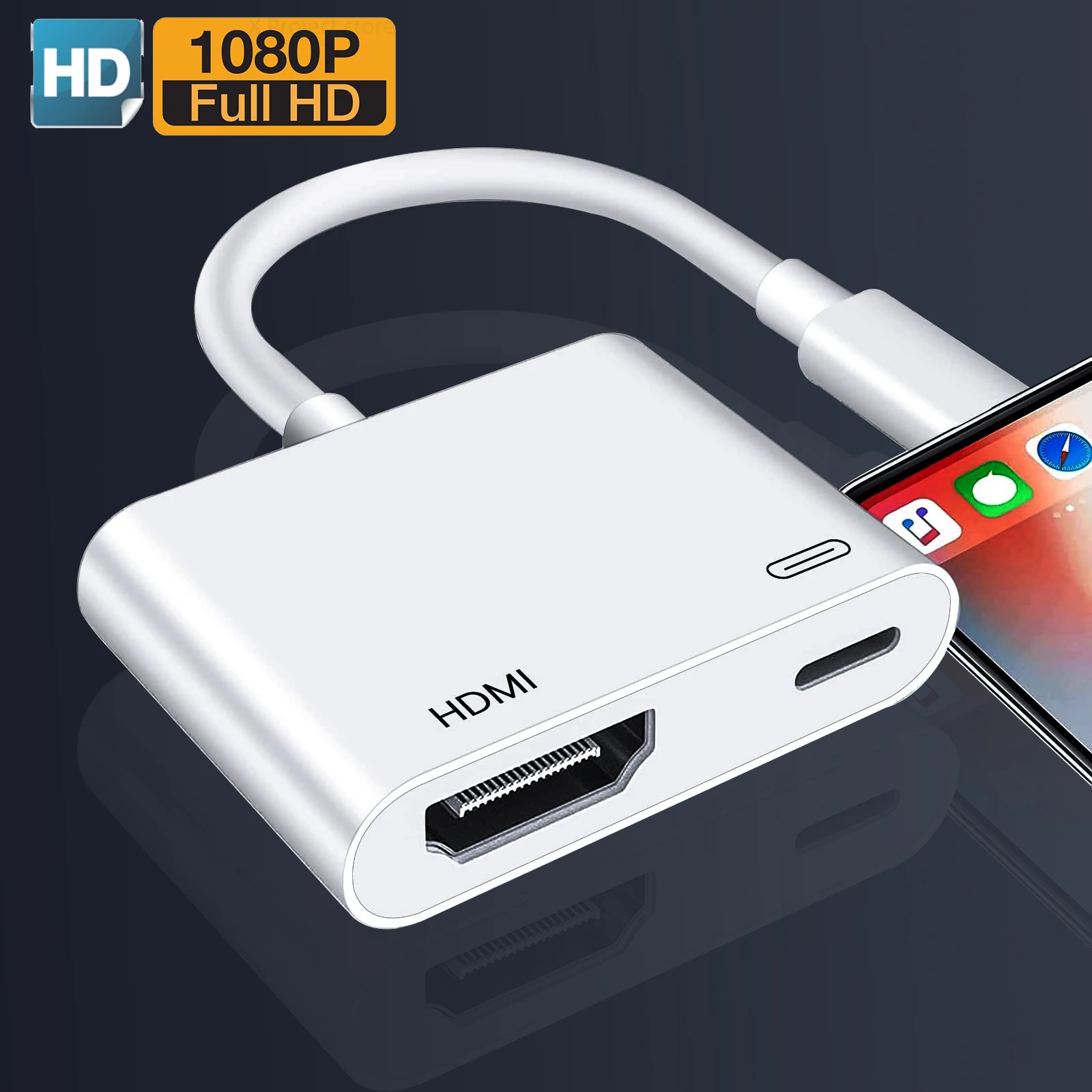 Phone to HDMI-compatible 1080P For iPhone TV Adapter Need Charging for iPhone iPod Models HDTV Display TV Monitors Projecto